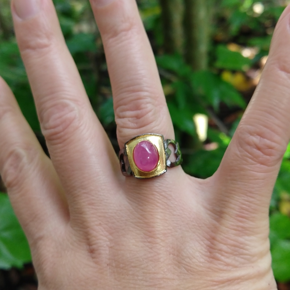 Natural Ruby Sterling Artistic Ring - image 6